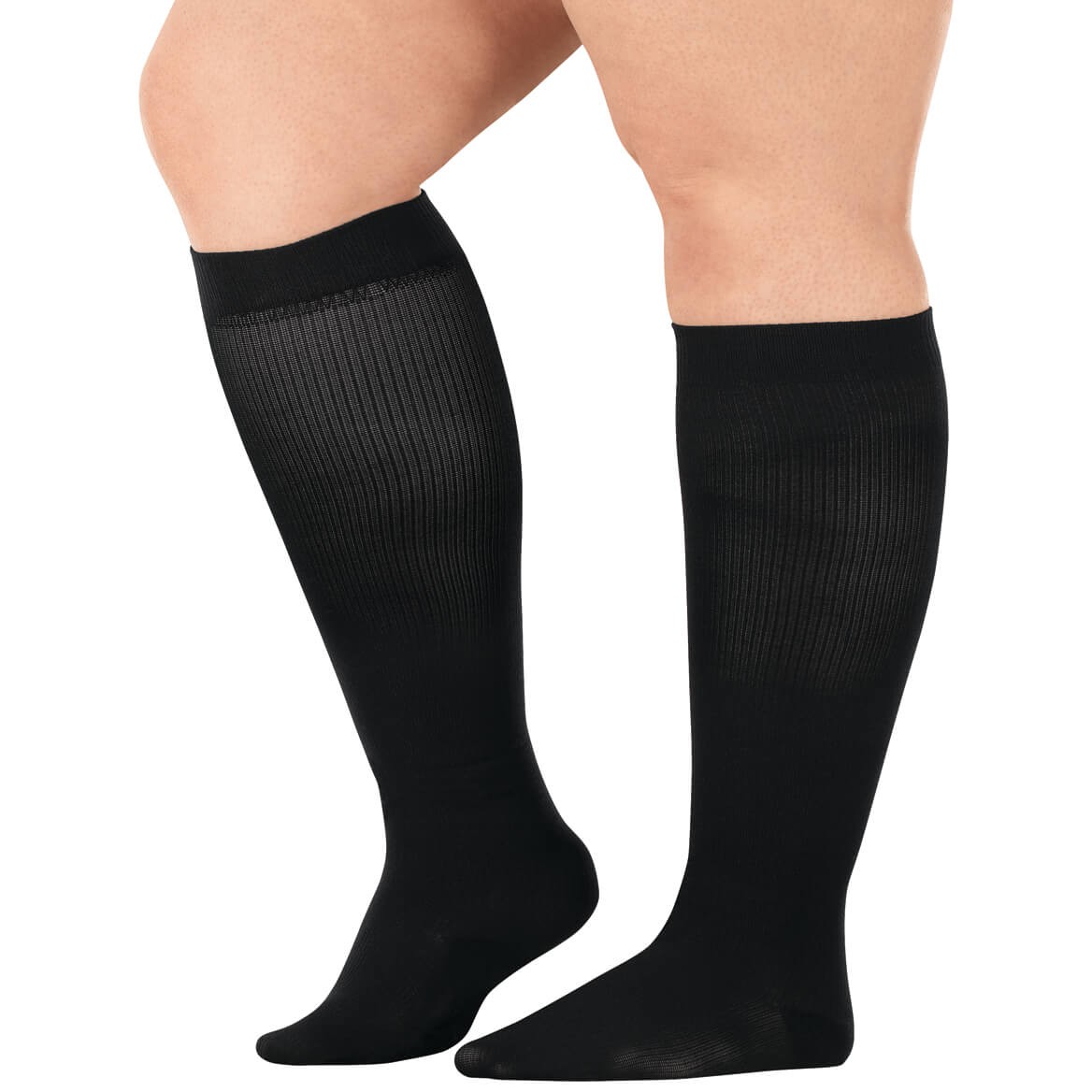 Silver Steps Wide Calf Compression Socks, 15–20 mmHg, Black, LG