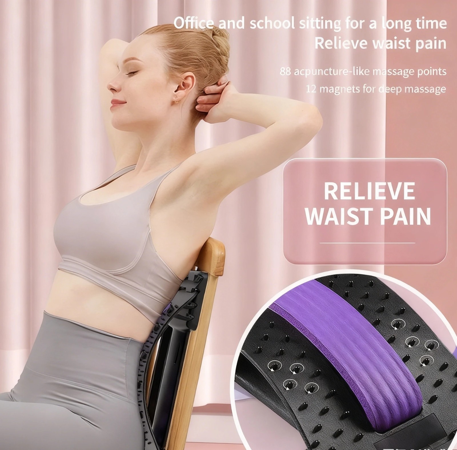 Back Stretcher Spine Board Adjustable Lumbar Support Lower Back Pain Relief