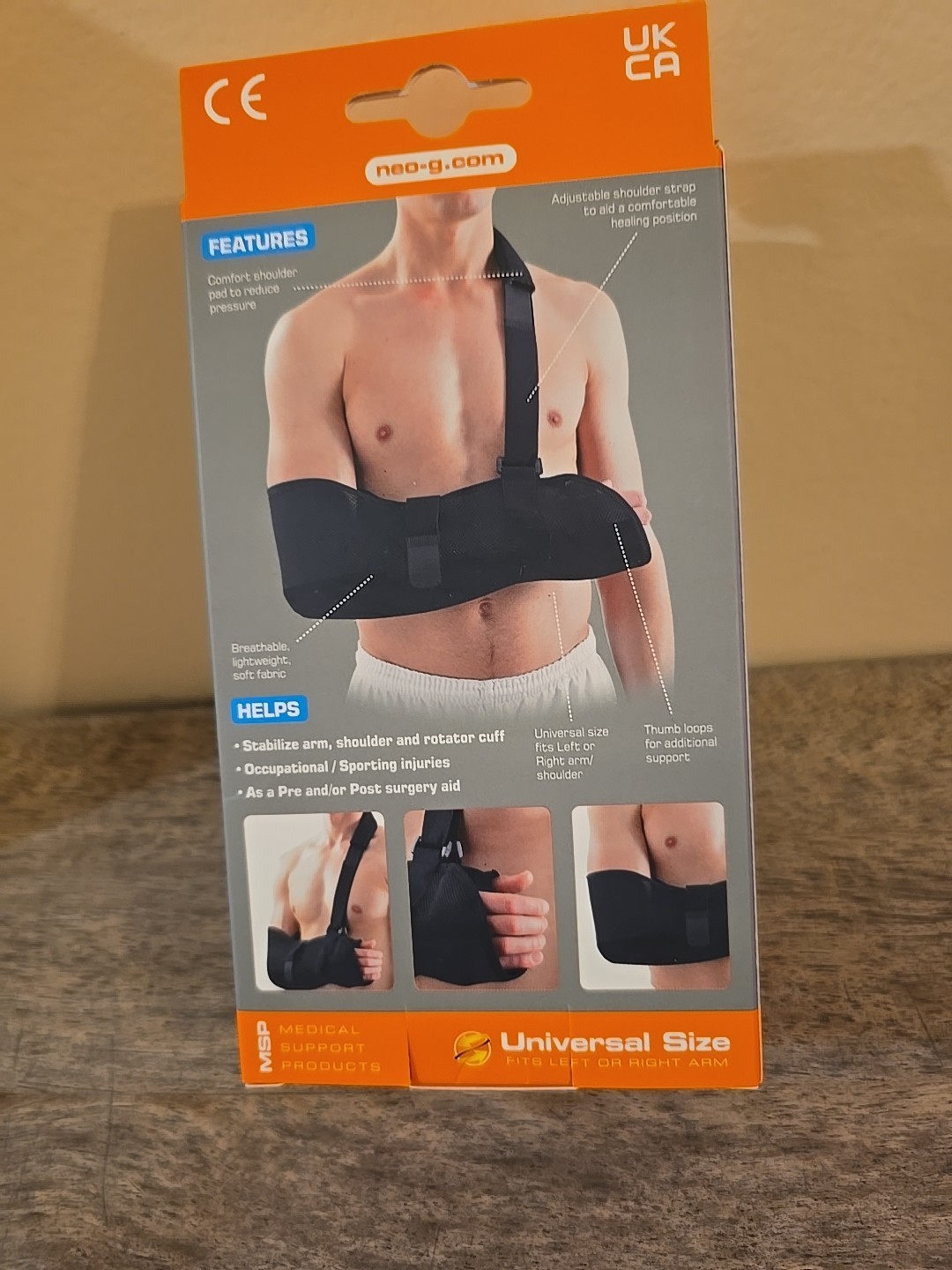 Neo G Easy Fit Arm Sling Adjust Strap Ambidextrous Universal Sz Moderate Support