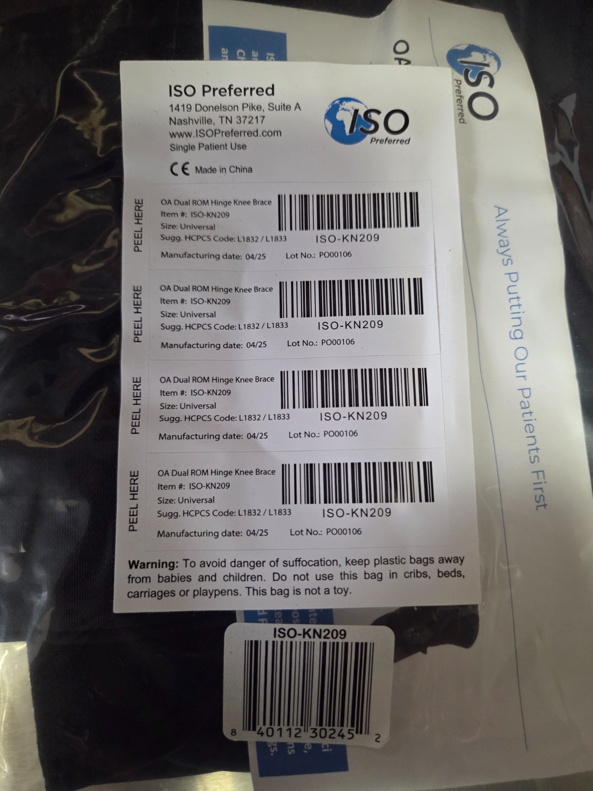 ISO Preferred OA Dual ROM Hinge Knee Brace ISO-KN209