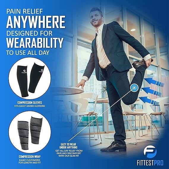 Fittest Pro Calf Compression Sleeves Leg Wraps Running Cycling Support
