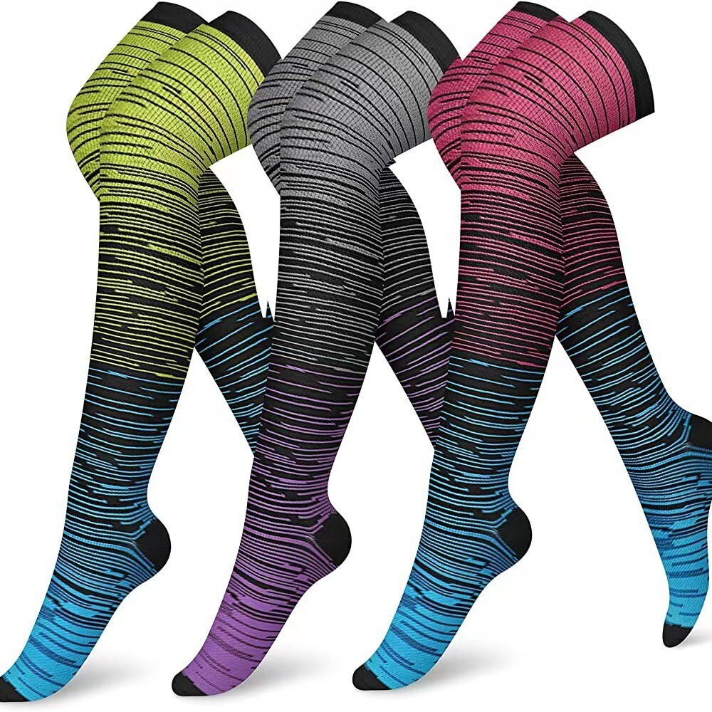 5Pairs Compression Knee High Graduated Support Stocking Women Men Socks S/M-L/XL
