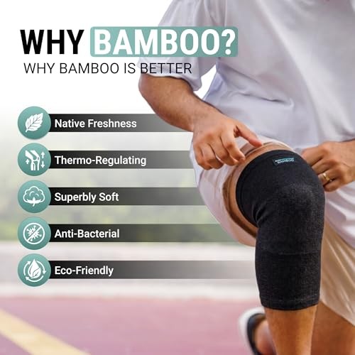 Onecompress Bamboo Compression Knee Sleeve for Women & Men, Knees L Black