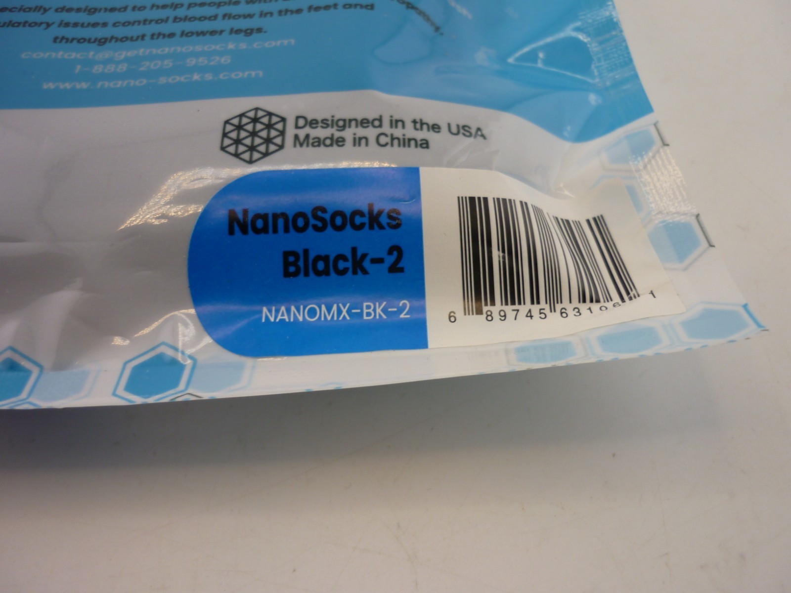 NanoSocks 3D Nano-Weave Compression Socks Black Size 2 Medium NANOMX-BK-2 New