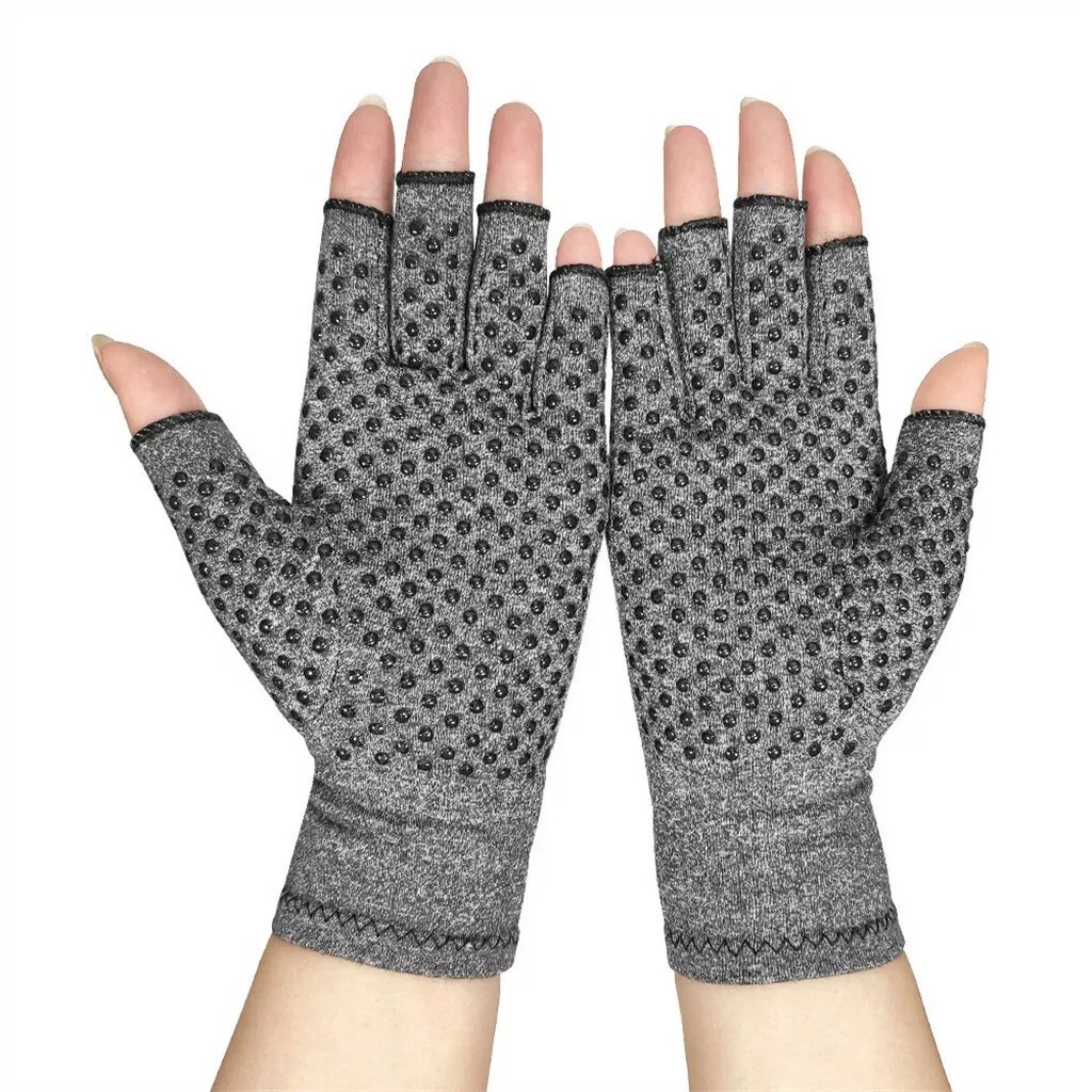 Anti Arthritis Fingerless Copper Compression Gloves Hand Support Pain Relief UK