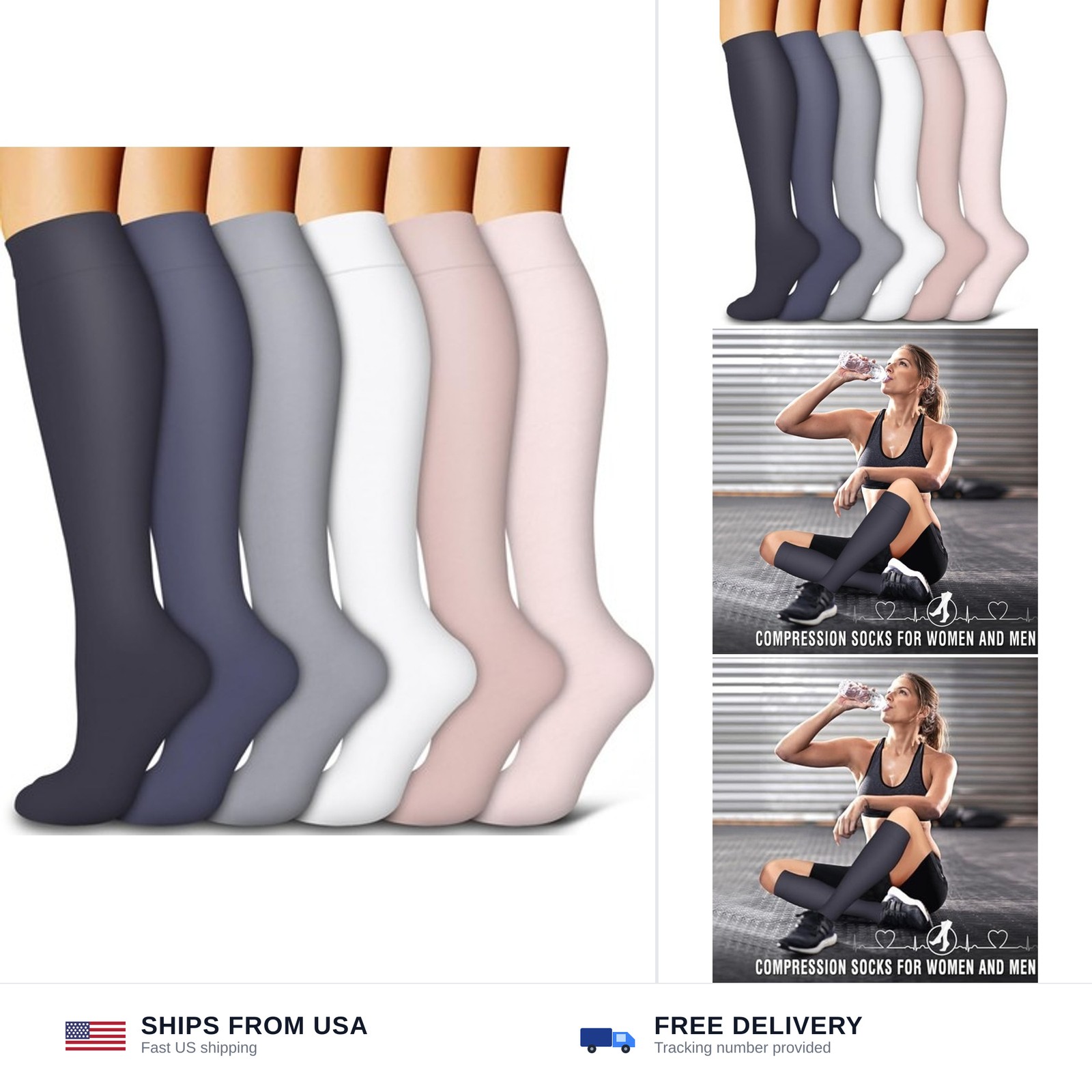 Bluemaple 6 Pack Copper Compression Socks for Women and Men Circulation-Best …