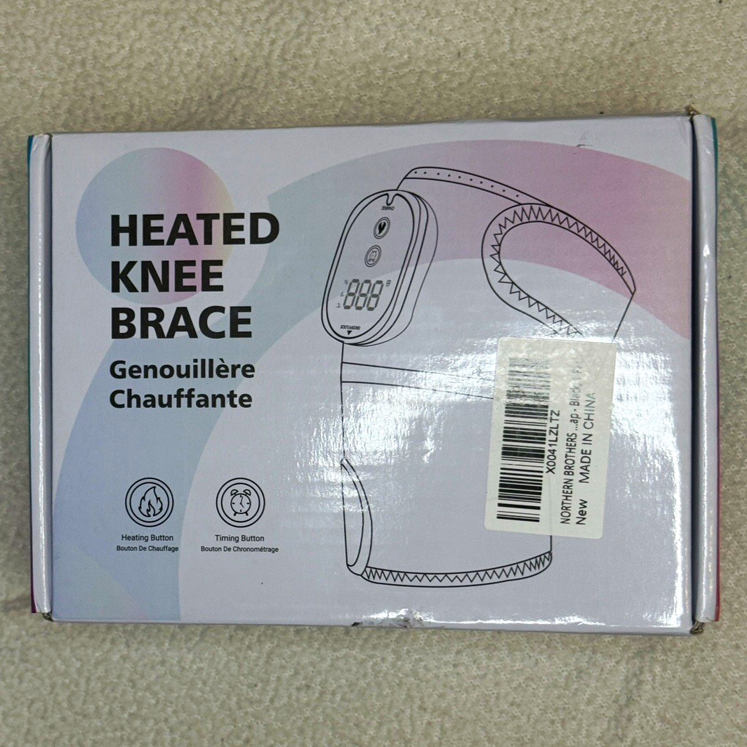 Heated Adjustable Knee Brace Compression Support Sleeve Silicone Black S