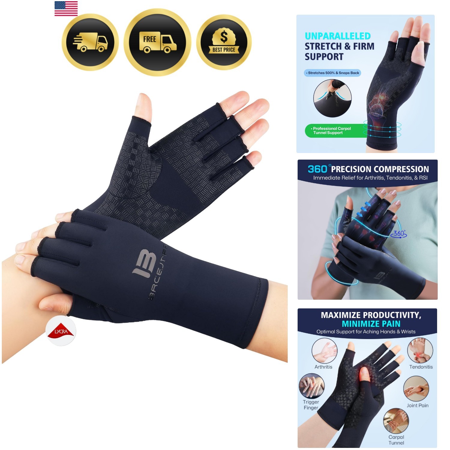 Extra Firm Compression Arthritis Gloves for Women and Men – High-Tension LYCR…