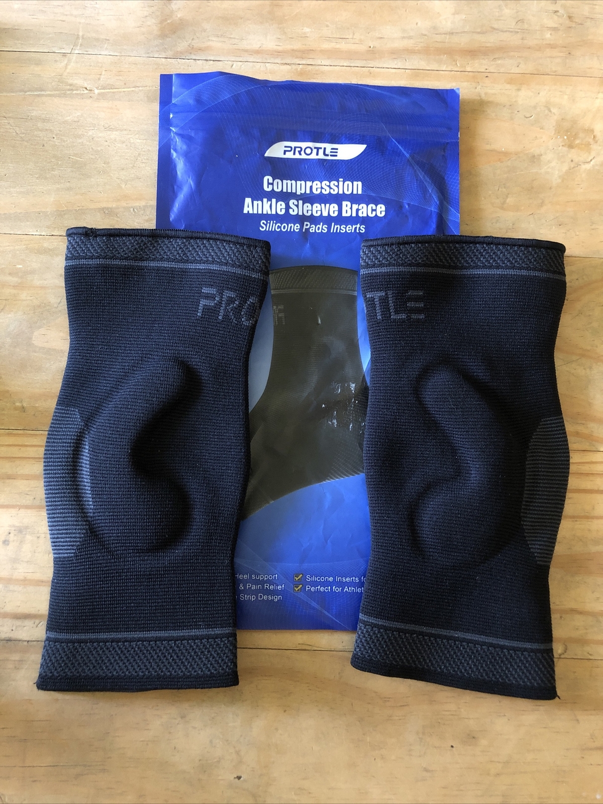 Protle Foot Socks Ankle Brace Compression Support Sleeve & Silicone Gel Size L