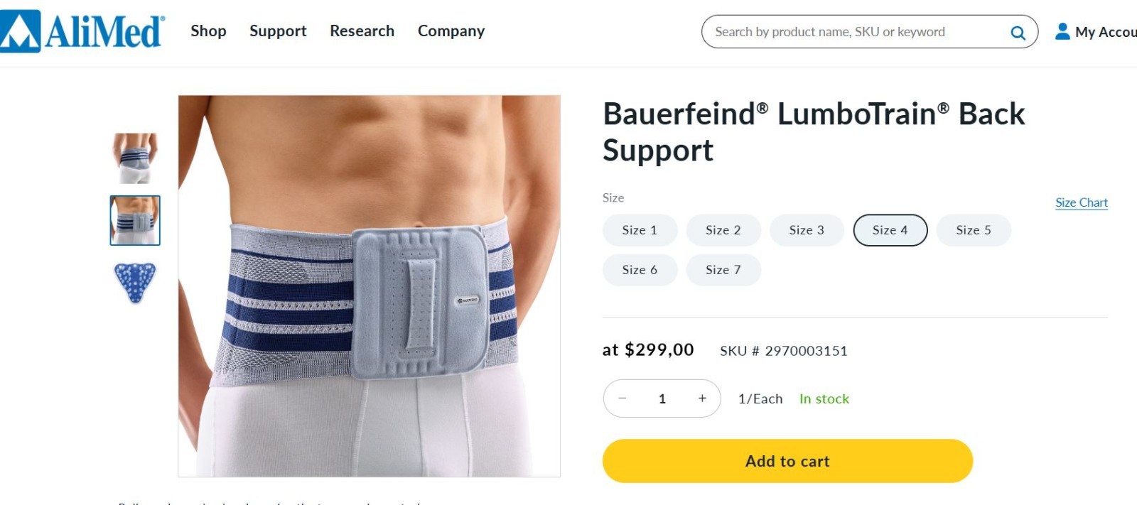 Bauerfeind LumboTrain Lumbar Belt Back Support Brace Germany Made Sz 4