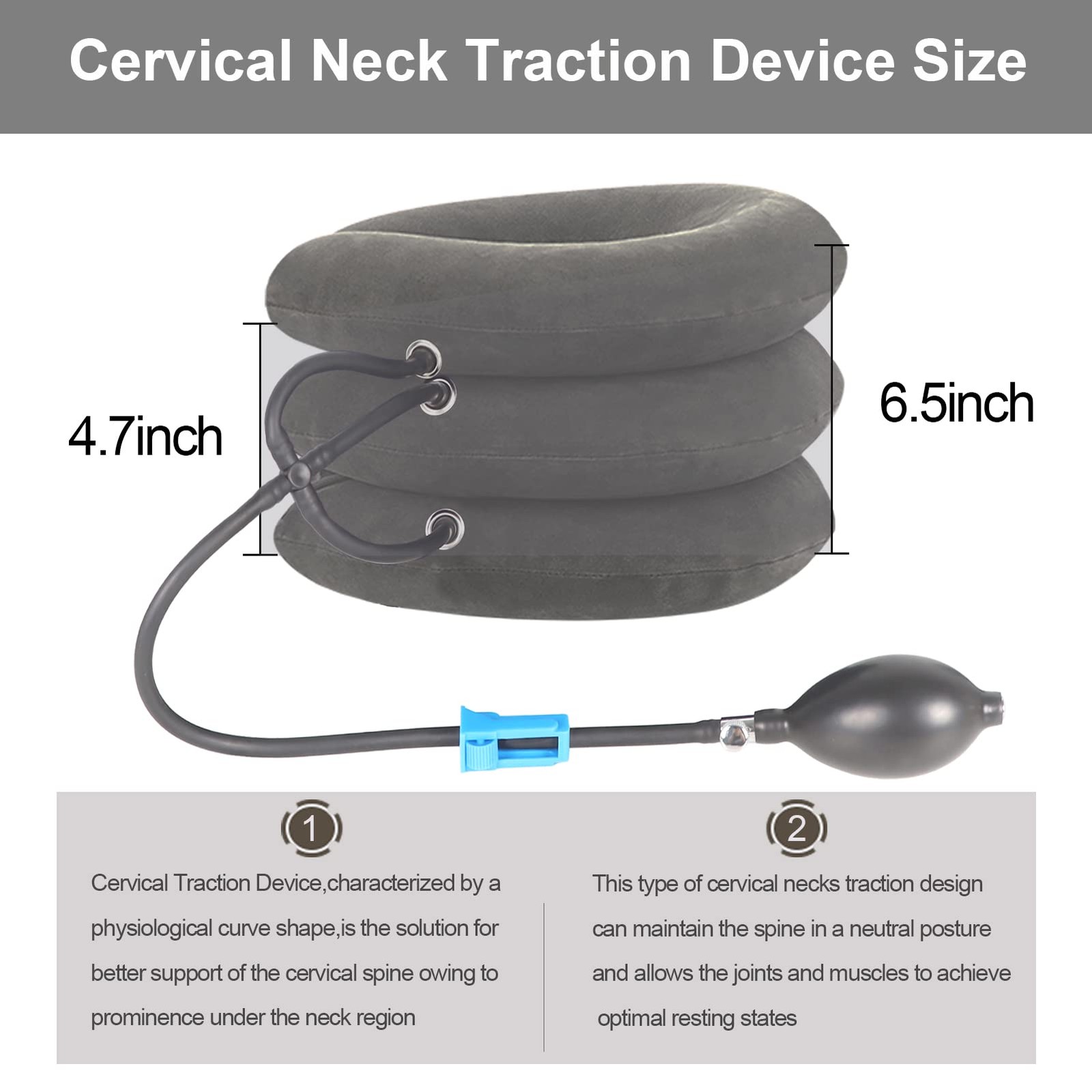 Cervical Neck Traction Device,Three Tube Quick Inflation,Relieves Neck Should…