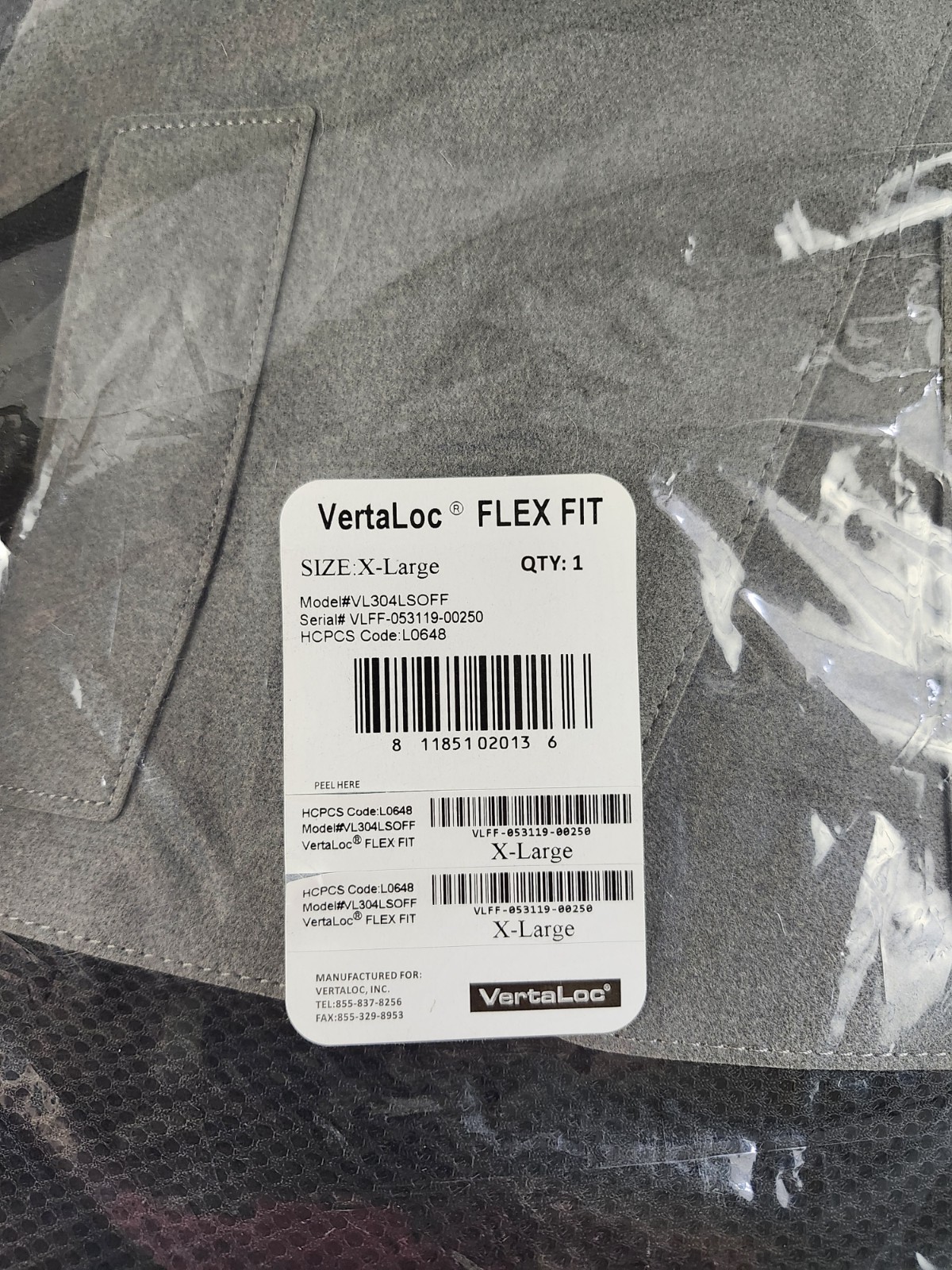 VertaLoc Flex Fit Back Brace – Model VL304LSOFF SZ XL Lumbar-Sacral System