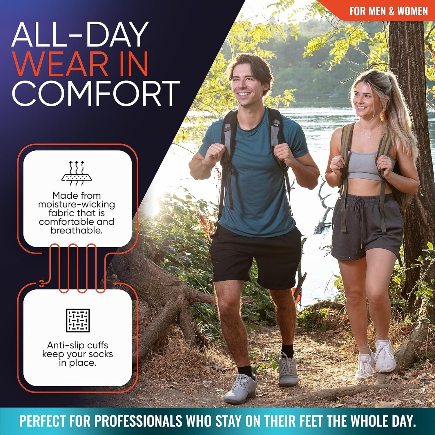 All-Day Comfort 20-30mmHg Compression Socks for Foot Pain & Swelling Relief
