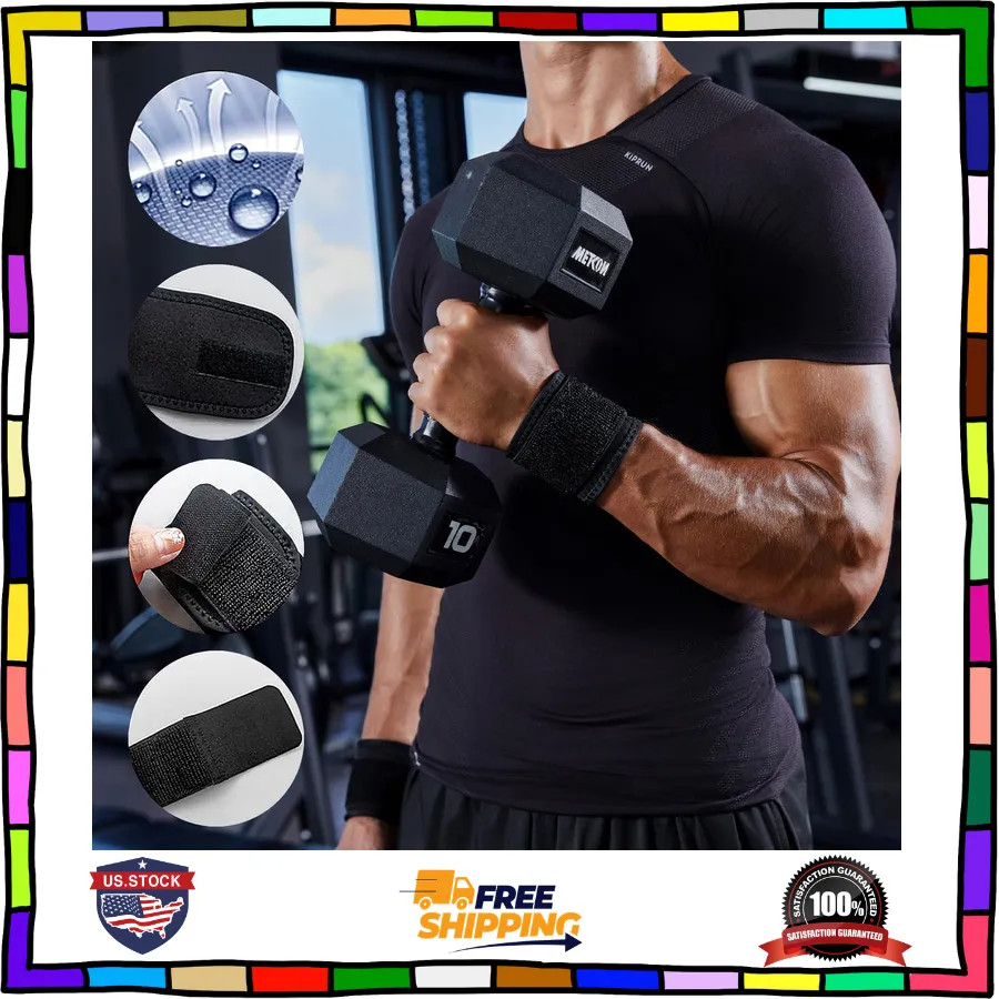 2 Pack Adjustable Wrist Support Braces for Weightlifting Carpal Tunnel Black