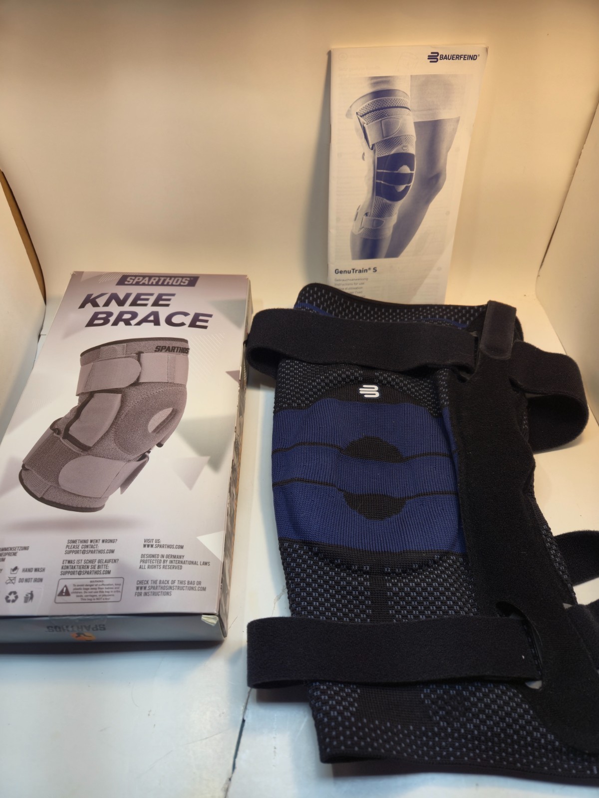 Sparthos Knee Brace and Bauerfeind GenuTrain S Knee Brace Bundle of 2