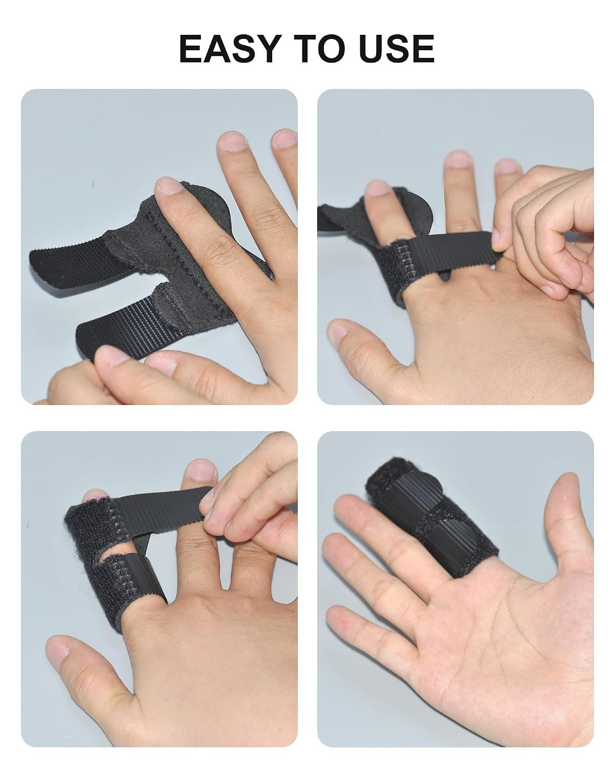 Finger Splint Kids, Trigger Finger Brace, 3 Pack, Small, Black | For Broken Fing