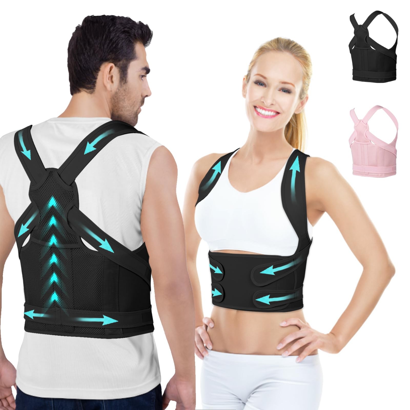 Posture Corrector for Women and Men,4 In 1 Adjustable Full Back Brace,Posture…