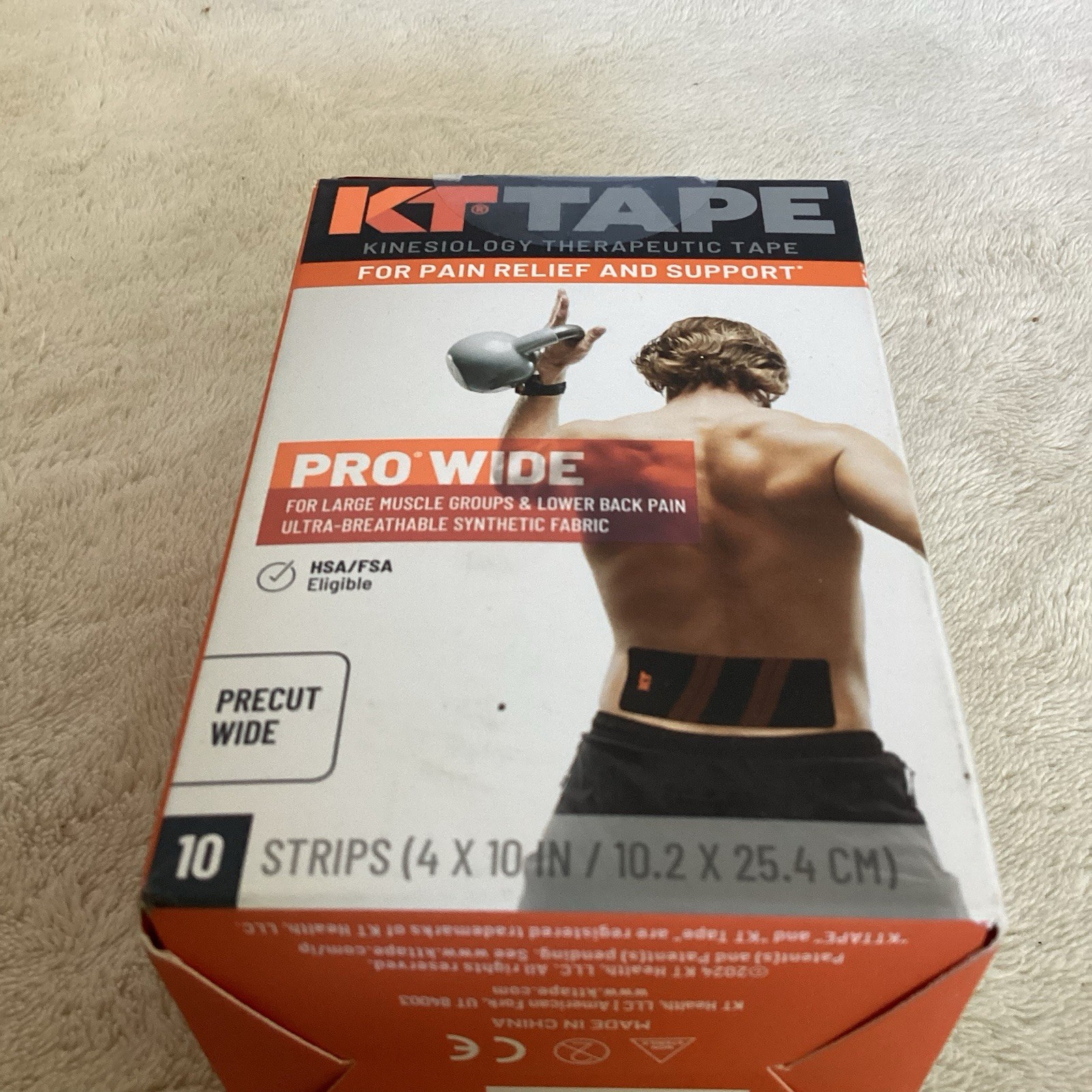 KT Tape Pro Wide Strips 10 Precut 10 Inch Black Support for Muscles and Joints