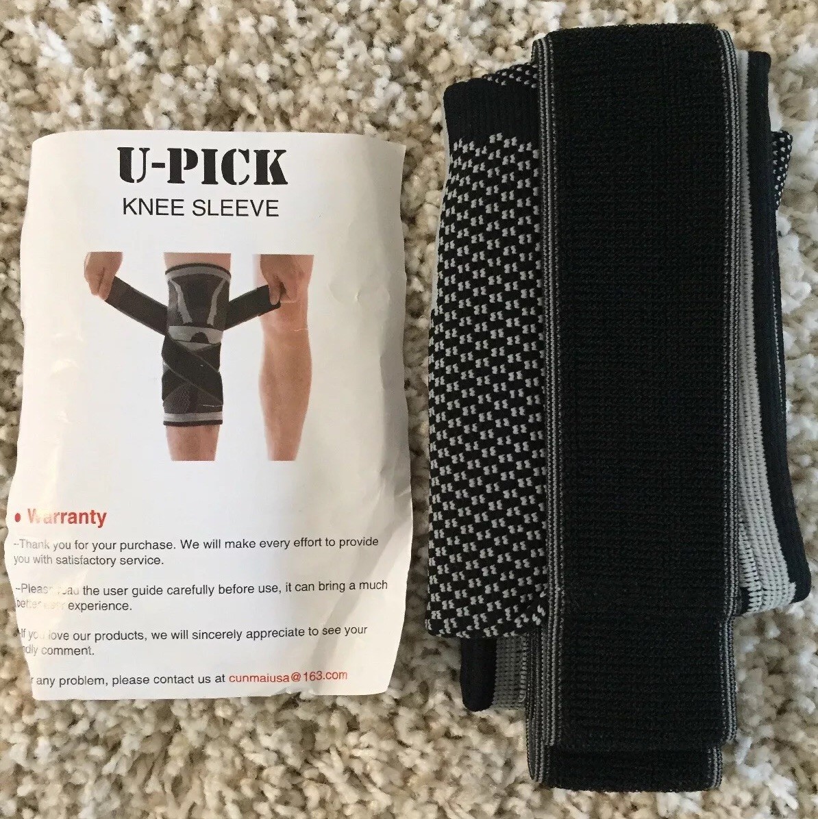 U-Pick Knee Brace Compression Knee Sleeve Adjustable Knee Wraps (Black/Gray)