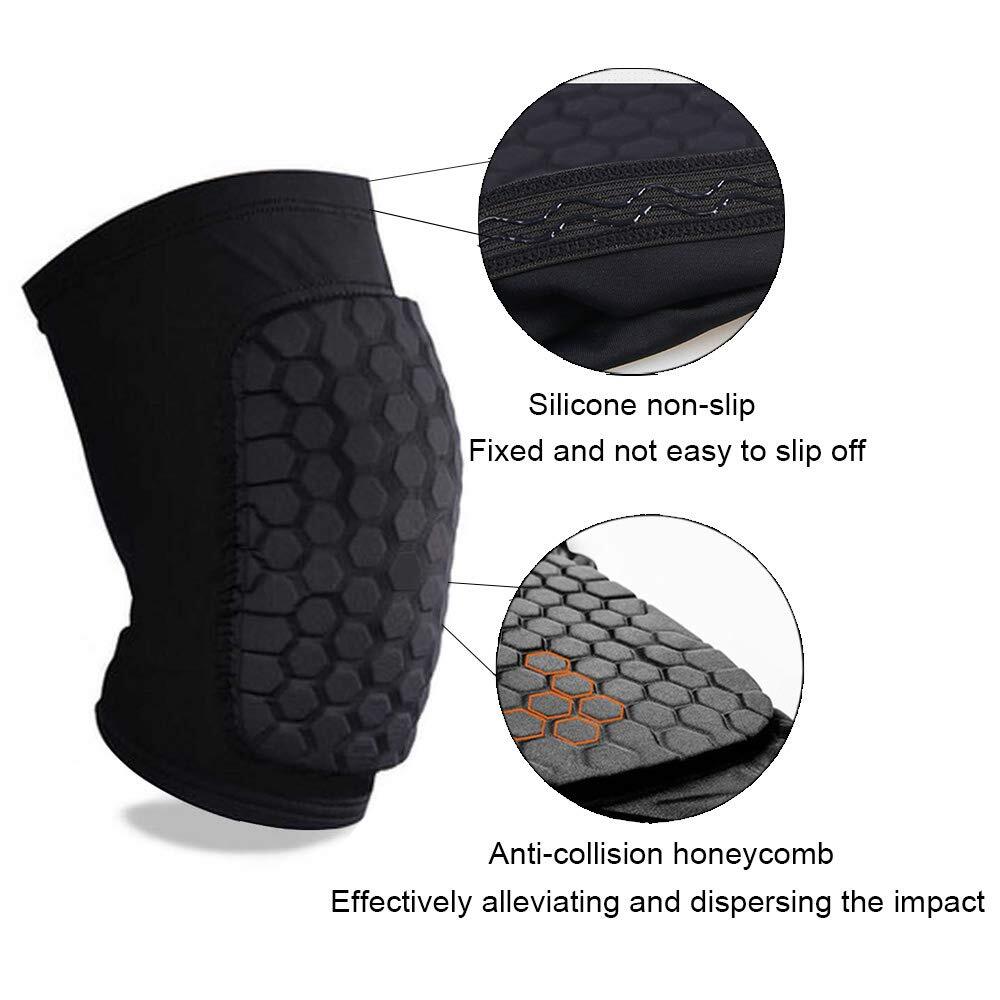 Pair Knee Compression Pads Honeycomb Padding Basketball Volleyball Non-Slip