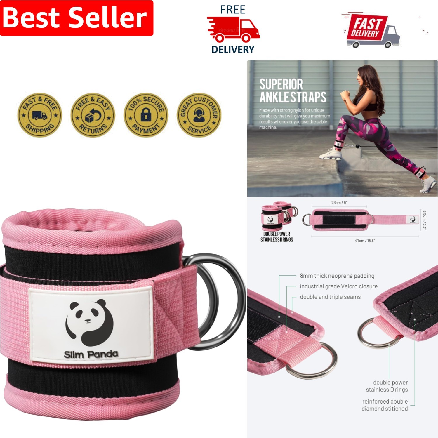 Adjustable Ankle Strap for Cable Machine – Perfect for Glute Workouts