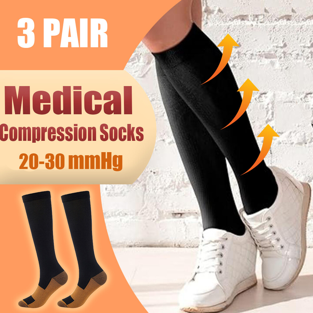 Unisex Adult Improve Circulation 20-30mmHg Copper Knee High Compression Socks