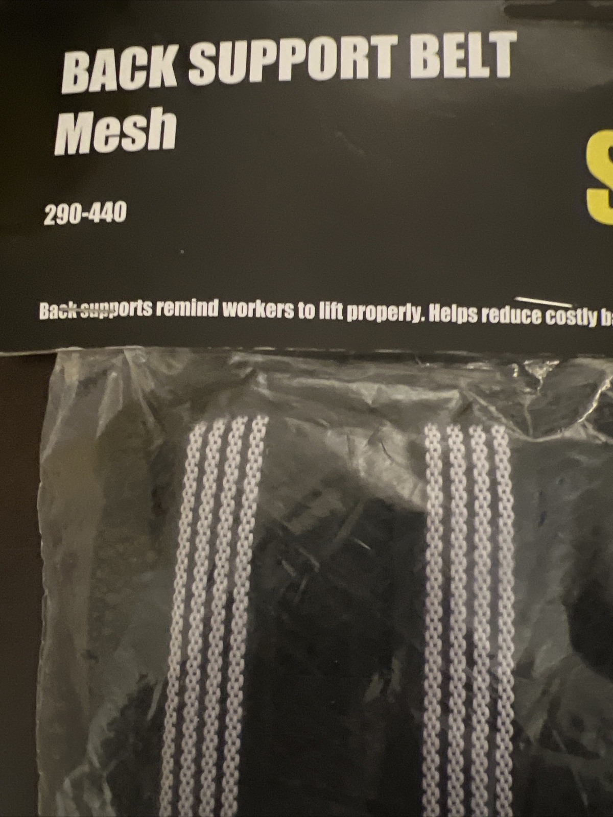 MEDIUM Safety Gear PIP Back Support Belt Mesh Black 290-440M