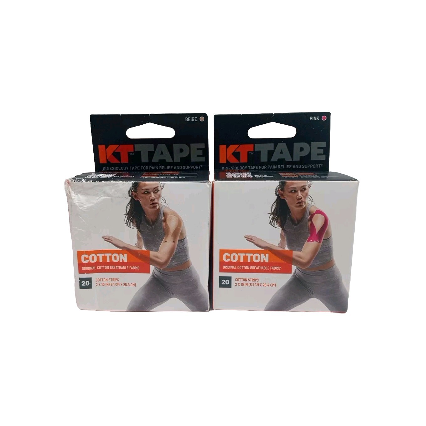 KT TAPE Original Cotton Elastic Kinesiology Therapeutic Tape 1 PINK 1 Beige 20ct