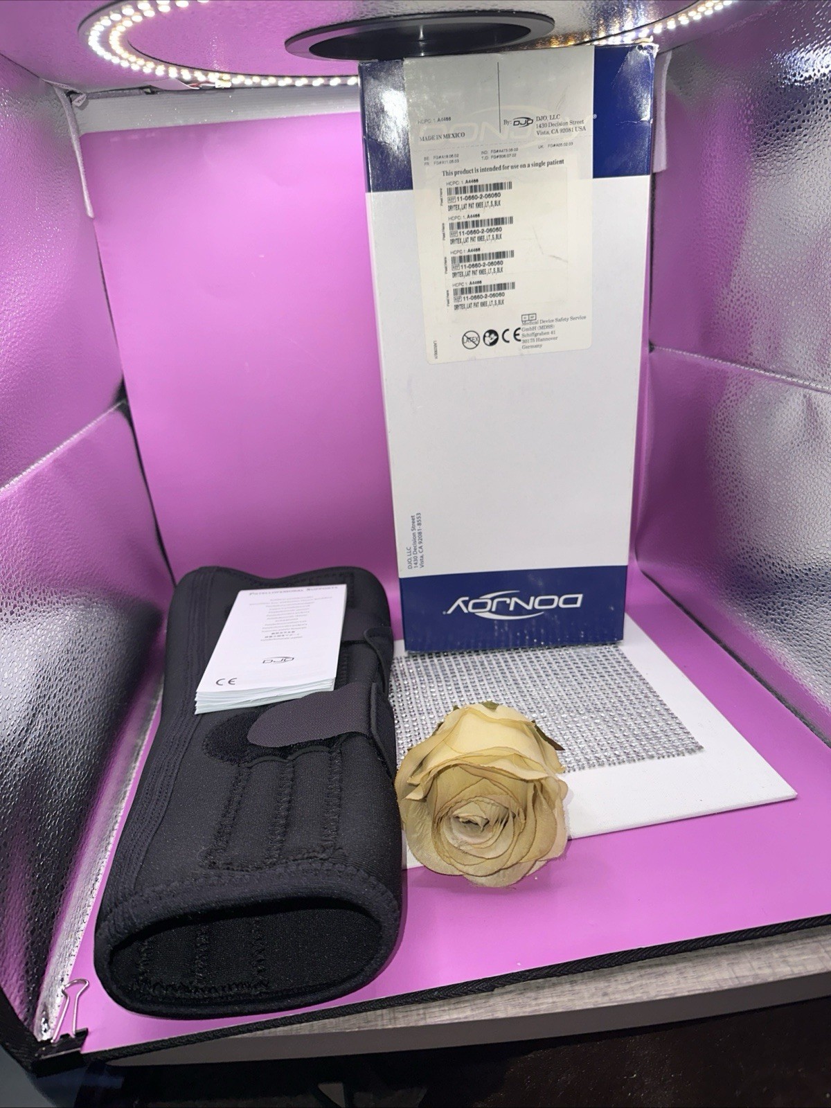 DonJoy Drytex Lat, Pat Knee, LT, S, BLK, New knee wrap 11-0660-2-06060