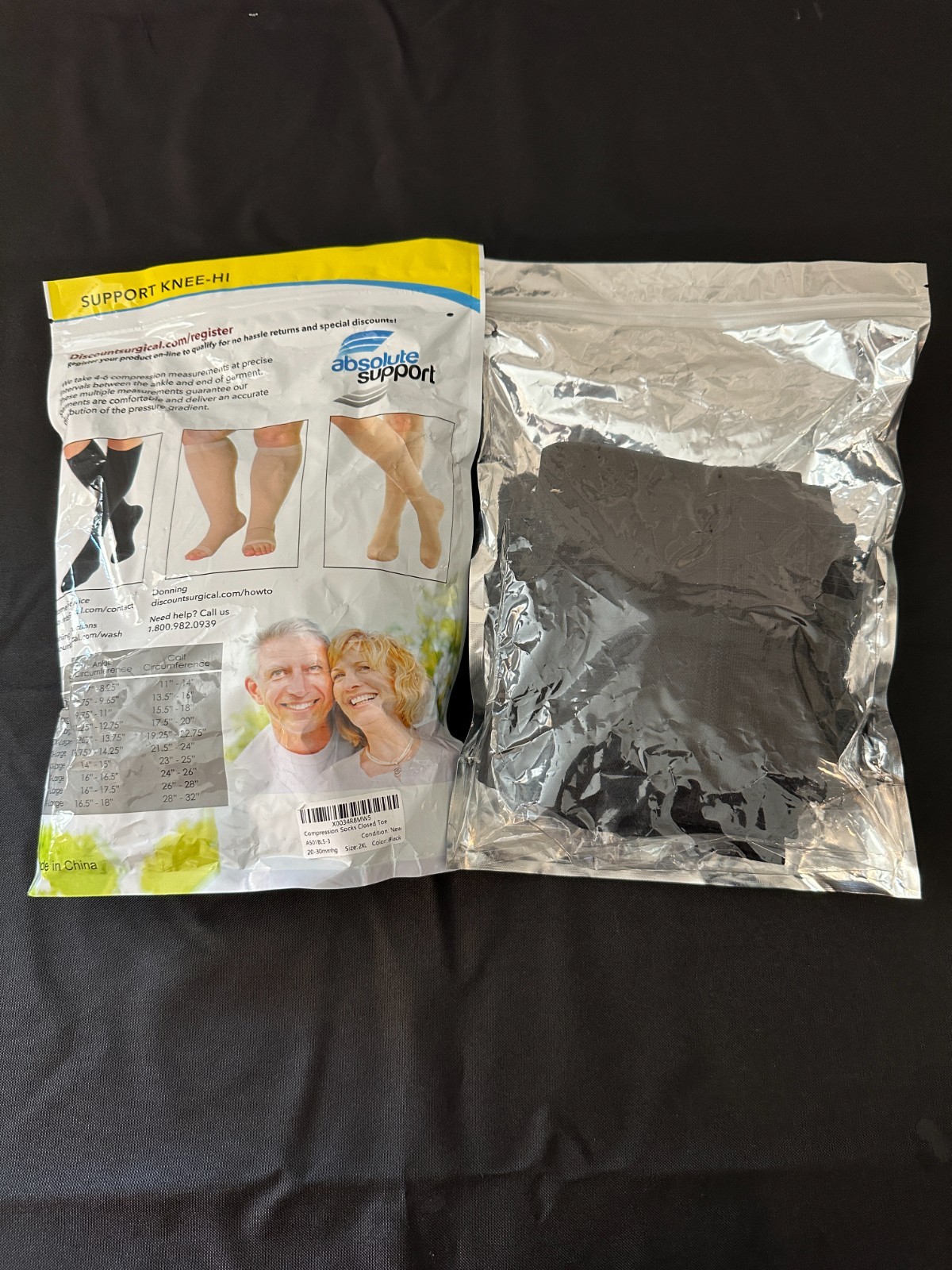 2 Pairs of Absolute Support Compression Stockings Knee-Hi 20-30mmHg Size 2XL