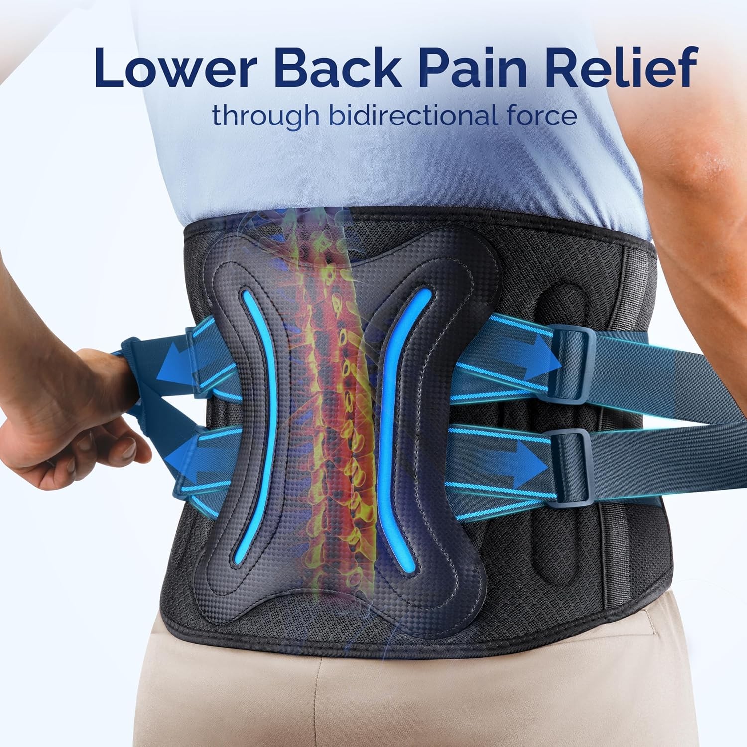 Lower Back Brace W/ 5 Reinforced Stays Women & Men Adjustable Snug-Fit Lumbar