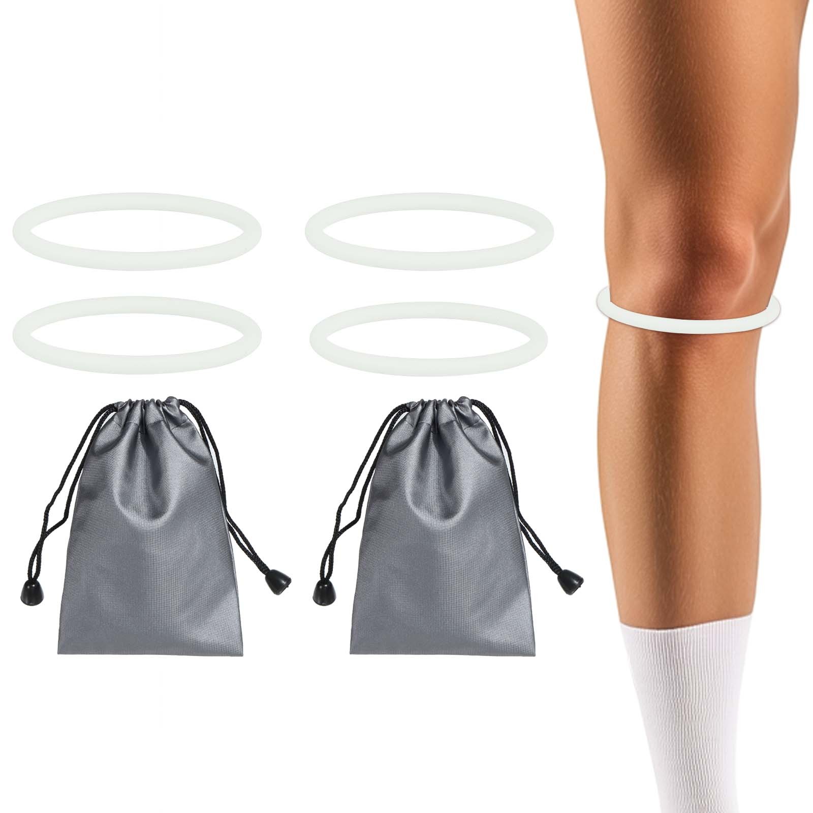 Patella Band Silicone Knee Band with Storage Bag – (2 Set, Fluorescent White)