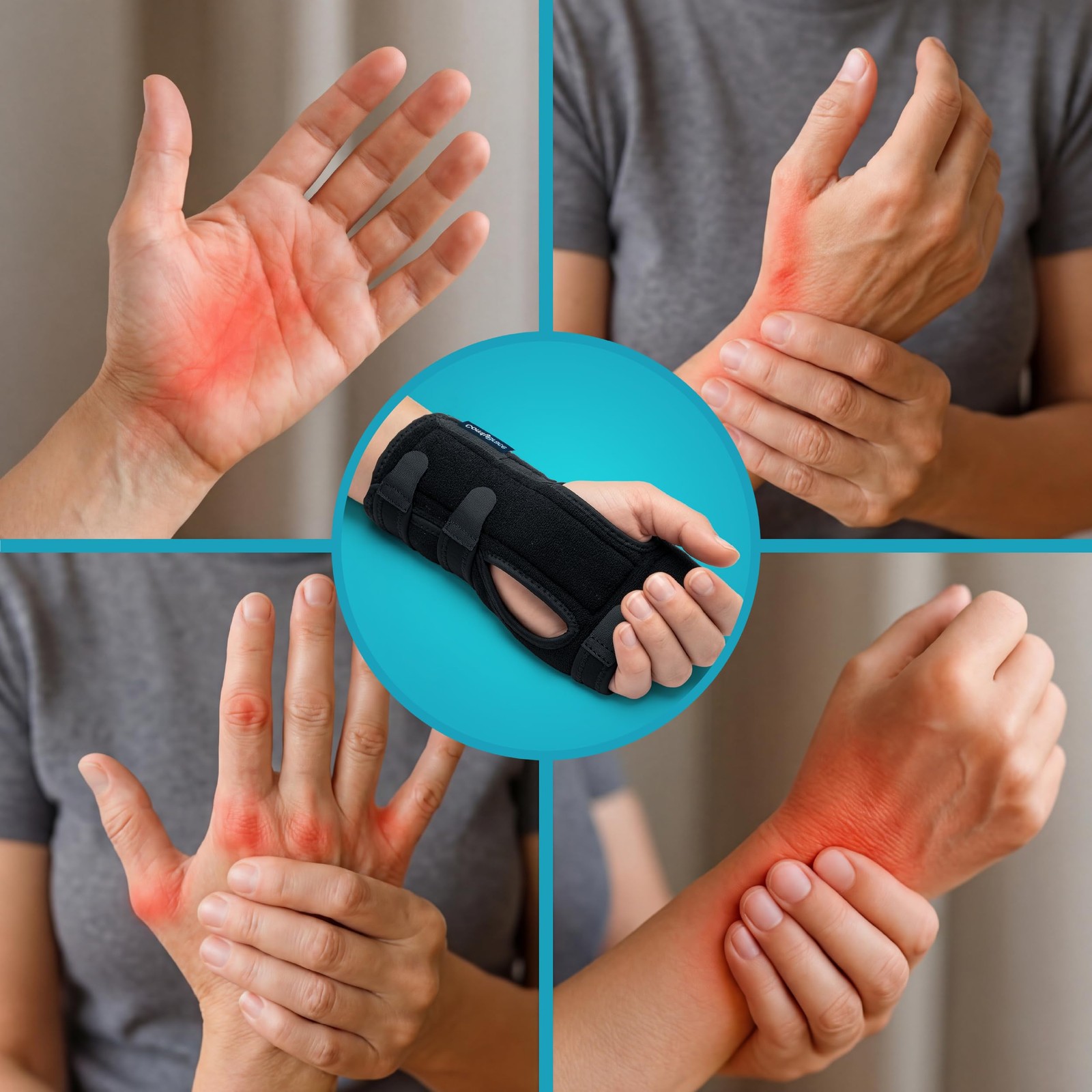 ComfyBrace 2 PACK Nighttime Pain Relief Wrist Brace for Carpal Tunnel Tendonitis