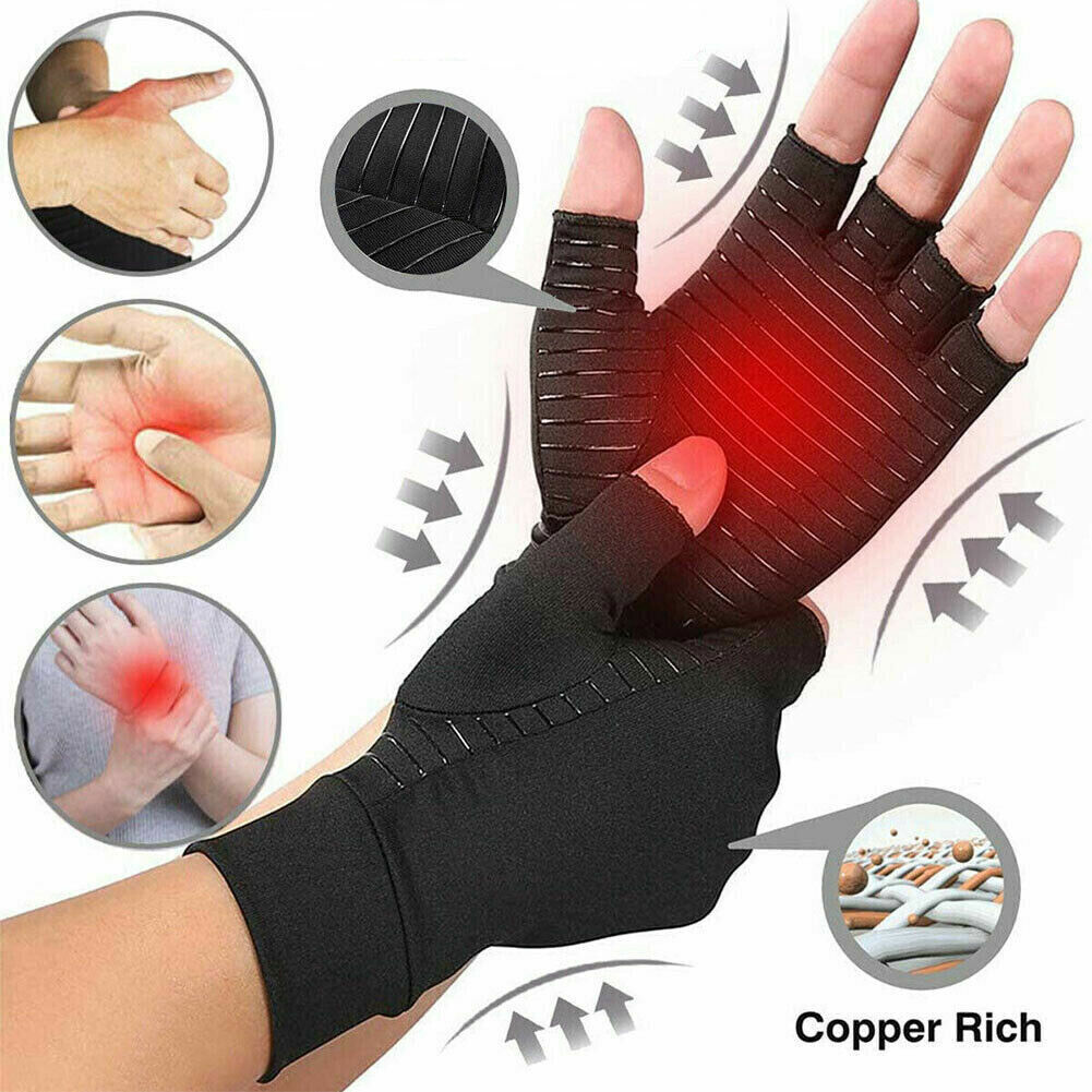 1/2 Pairs Copper Arthritis Gloves Compression Hand Support Joint Pain Relief