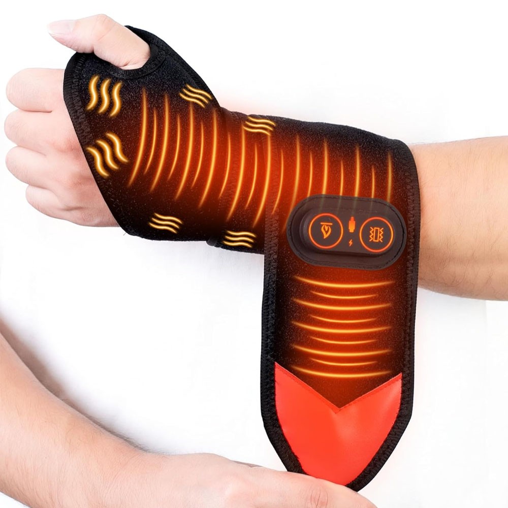 Electric Infrared Heated Wrist Wrap Brace Hand Massage Vibration for Pain Relief