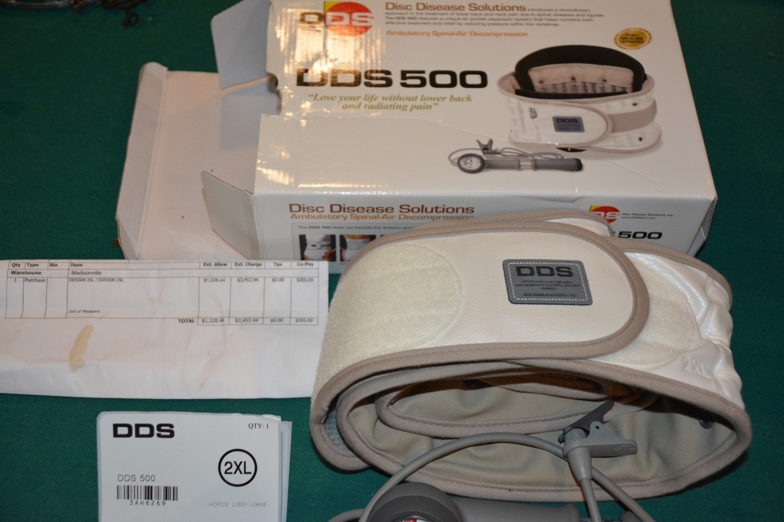 DDS 500 Disc Disease Solutions Back Brace Spinal Air Decompression XXL 2XL