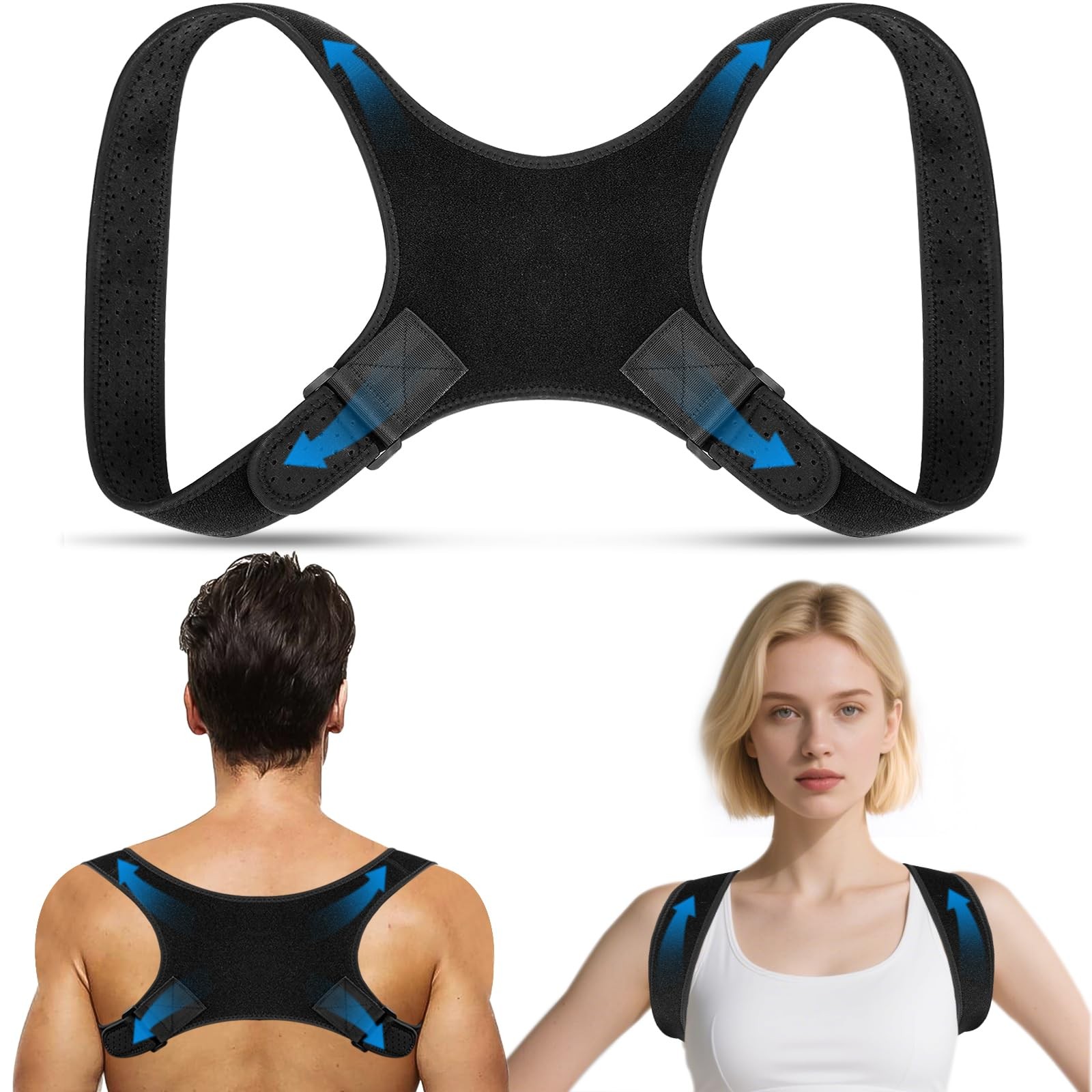 Back Brace Posture Corrector for Men and Women – Bionic One Size, Black