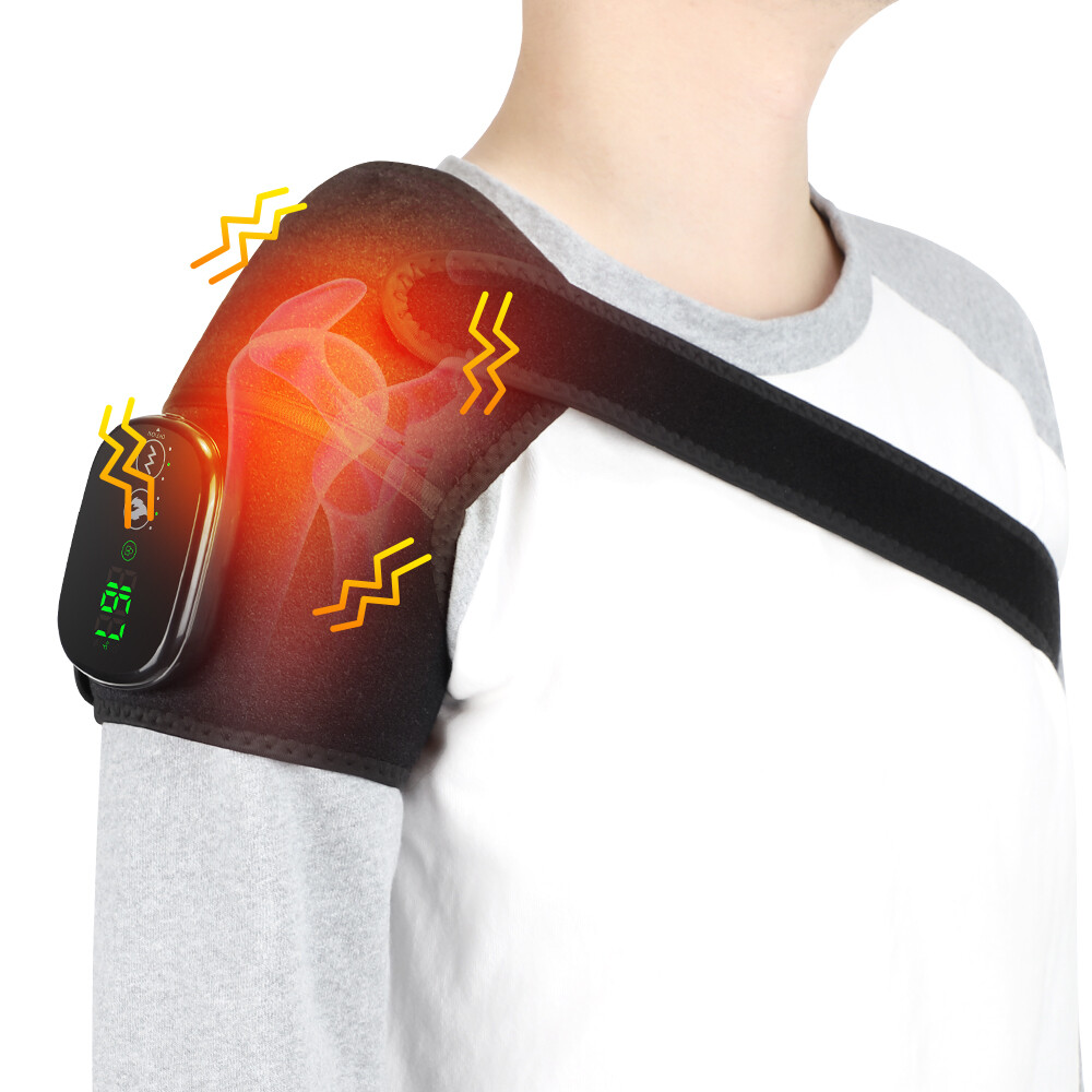 Electric Heated Vibration Shoulder Massager Shoulder Brace for Joint Pain Relief
