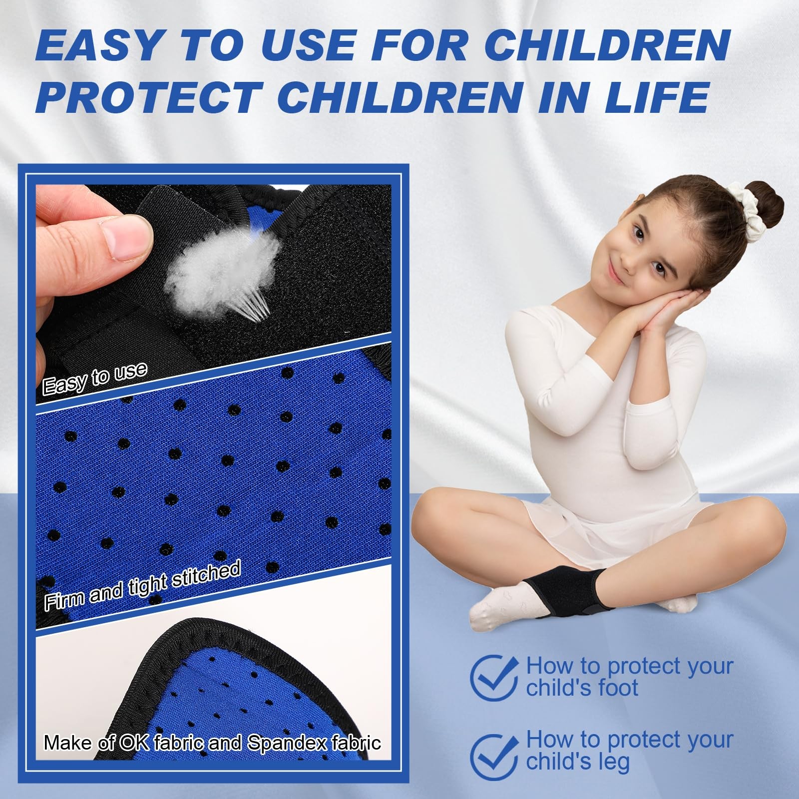 2 Pairs Kids Ankle Brace Foot Support Stabilizer Wraps Protector Black Large