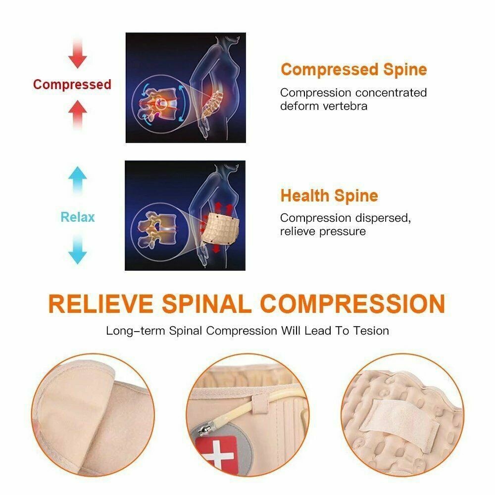 Decompression Back Belt Lumbar Support Belt Inflatable Traction Women & Men Use