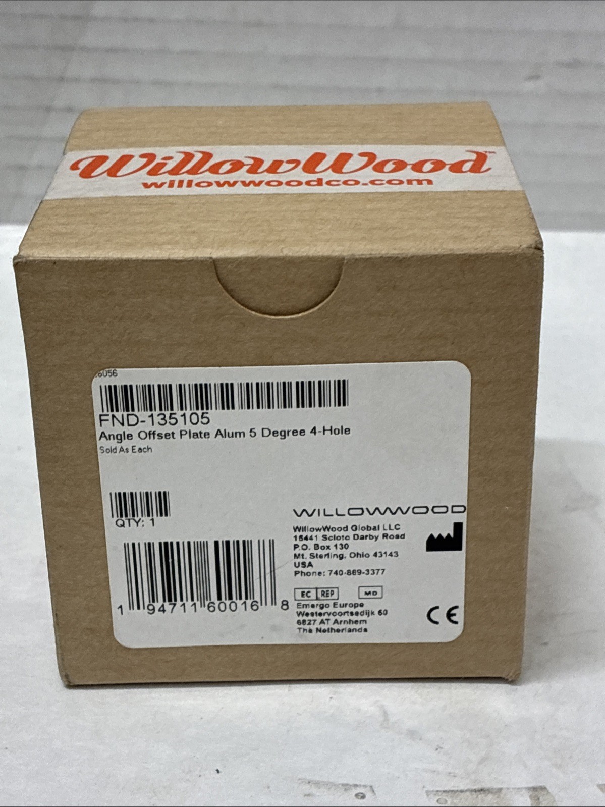 WillowWood FND-135105 Angle Offset Plate Alum 5 Degree 4 Hole