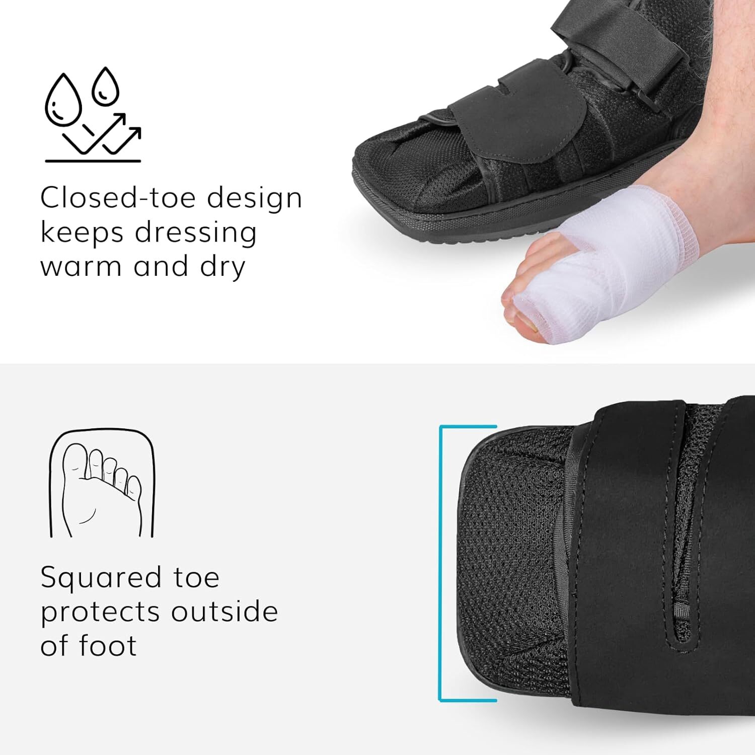 Large Lightweight Closed Toe Medical Walking Shoe- Broken Toe Cast Boot/Fracture