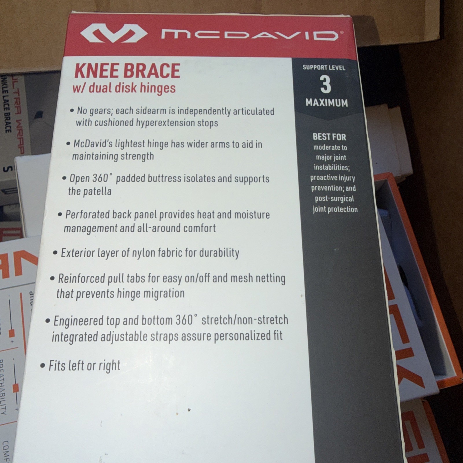 Mcdavid Level 3,Knee Brace w/dual disk hinges size large 15”-16”