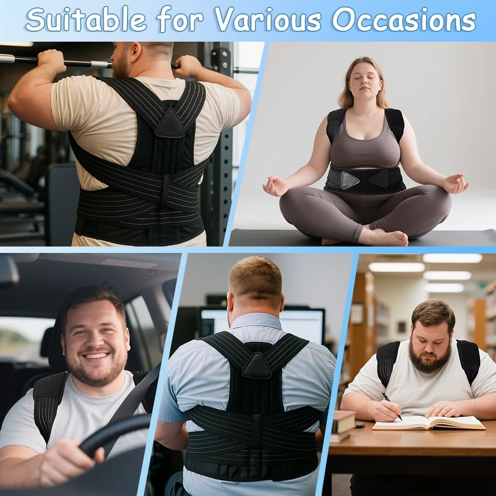 Plus Size Posture Corrector for Women & Men, Adjustable XXXXX-Large, Black