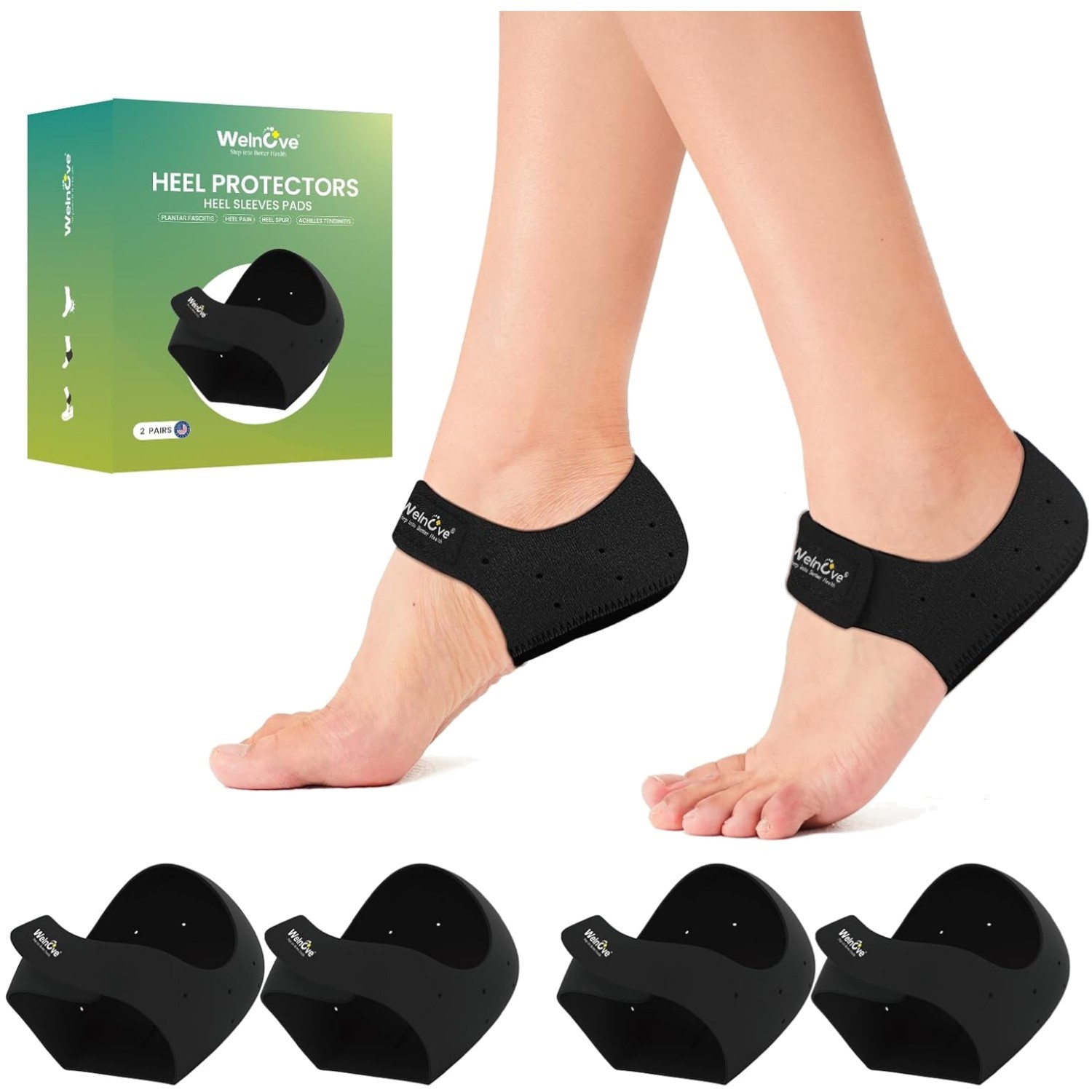 Gel Heel Protectors – 2 Pairs for Plantar Fasciitis Relief