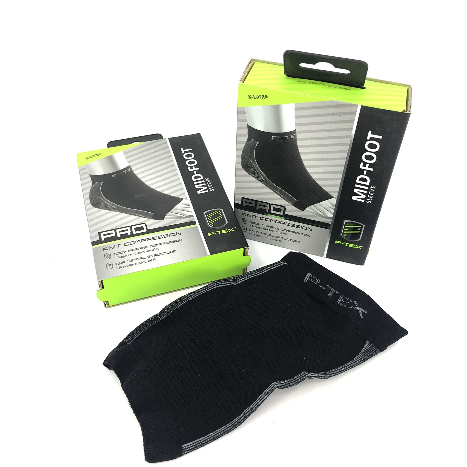 Set of 10 P-TEX PRO Knit Compression Mid-Foot Sleeve XL size Left/Right foot