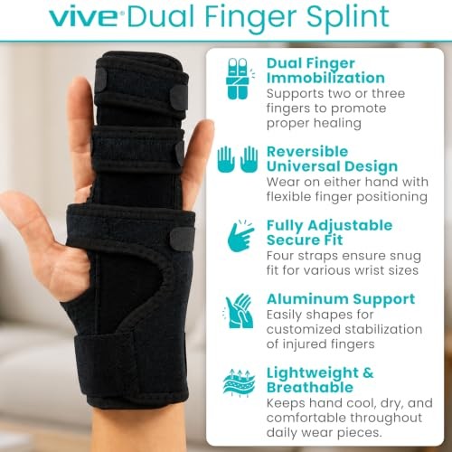 Trigger Finger Splint Brace – Adjustable Hand Wrist Support Black One Size