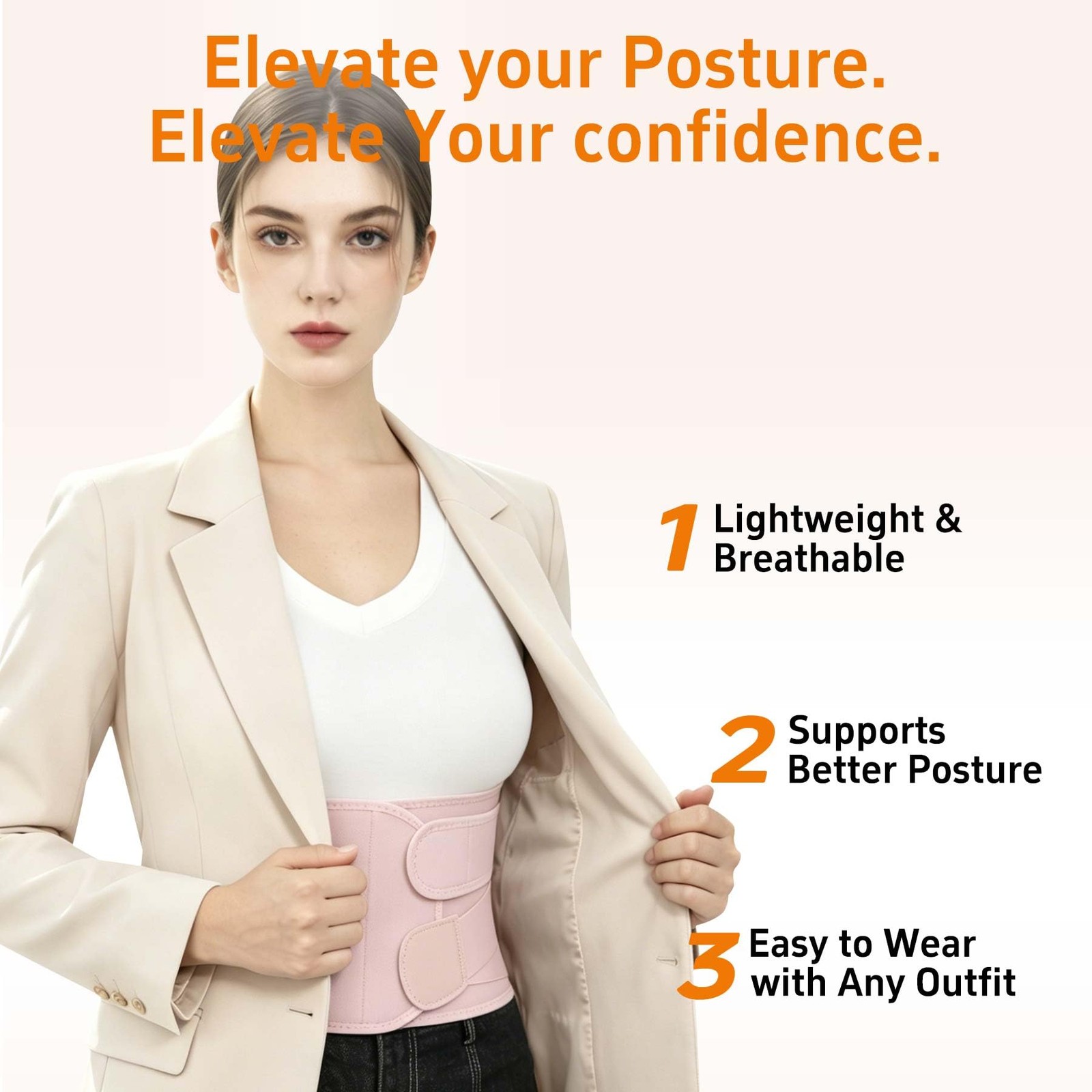 QFE Posture Corrector for Women and Men Back Brace XX-Large, Pink