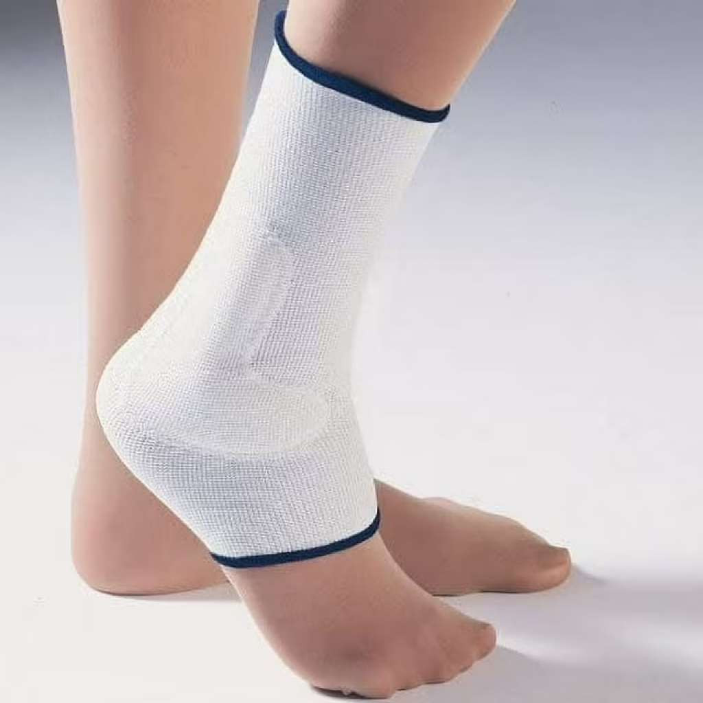 SCOTT Compressive Ankle Support, w/GEL (Size: L) White/Blue Trim