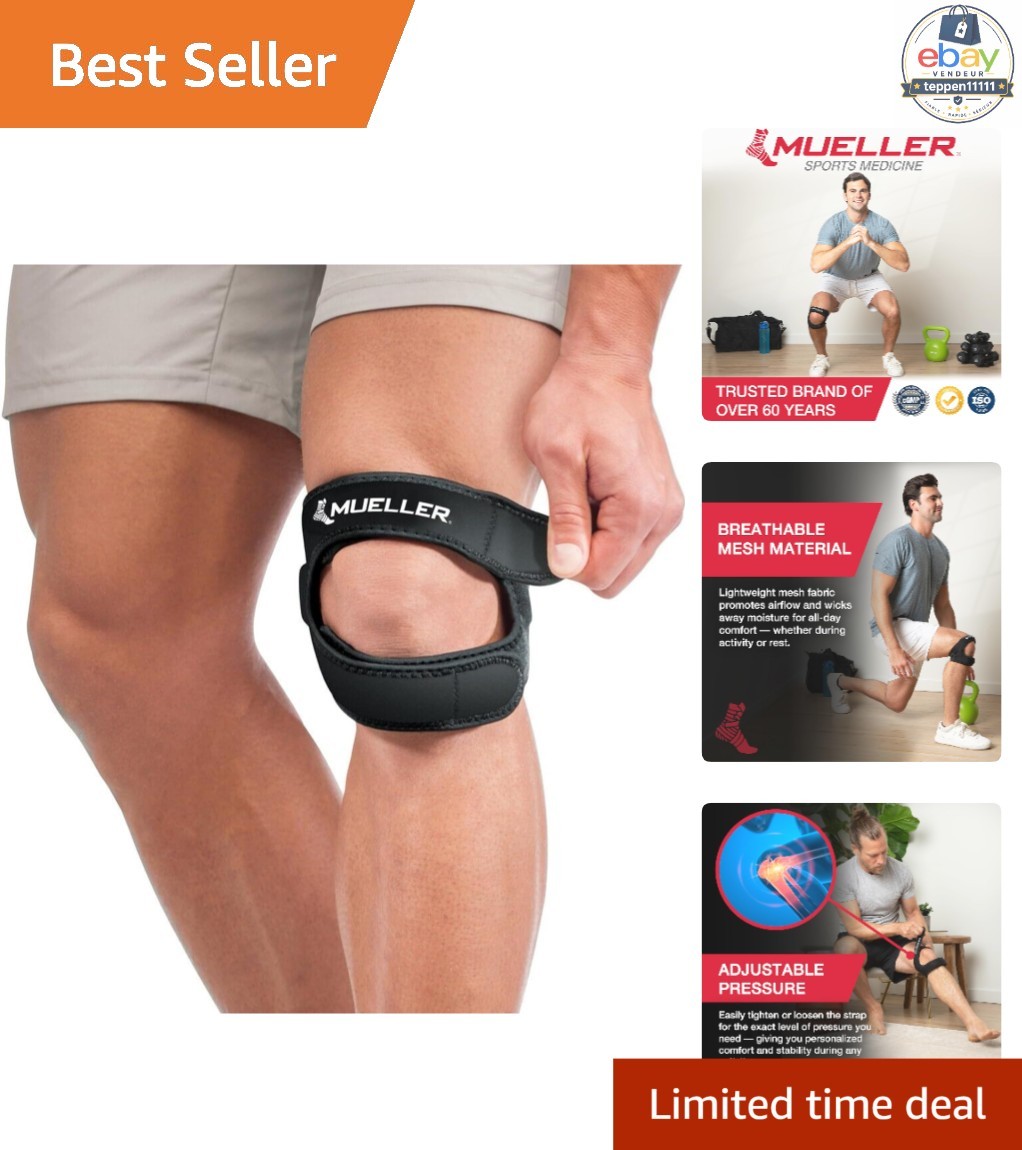 Knee Strap Compression Support Adjustable One Size for Pain Relief Black